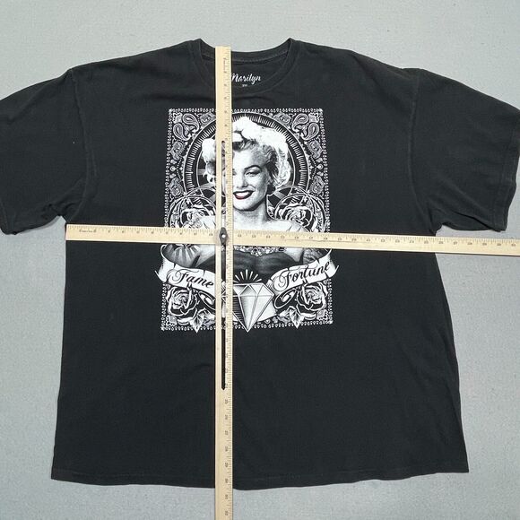 Marilyn Monroe Shirt Men 3XL Black Fame‎ Fortune Roses Graphic Tee Red Lips - Picture 5 of 9